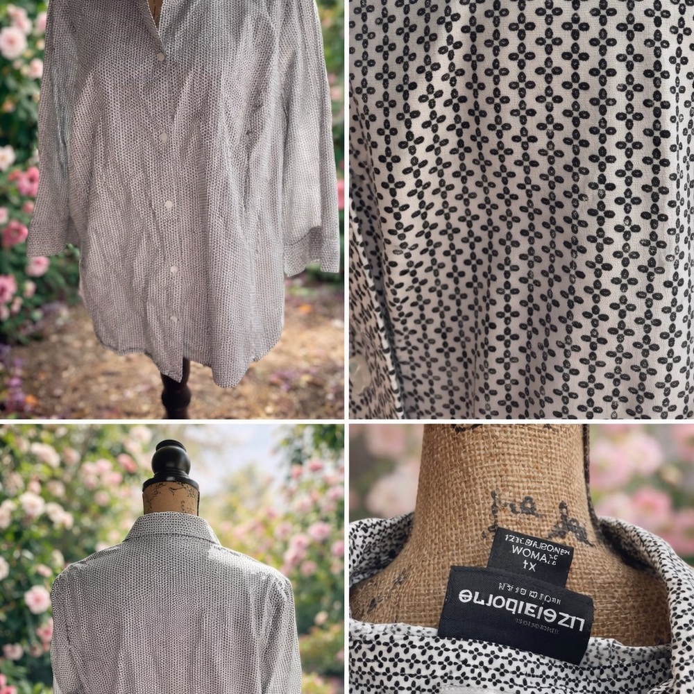 Liz Claiborne Black and White Button Down Shirt